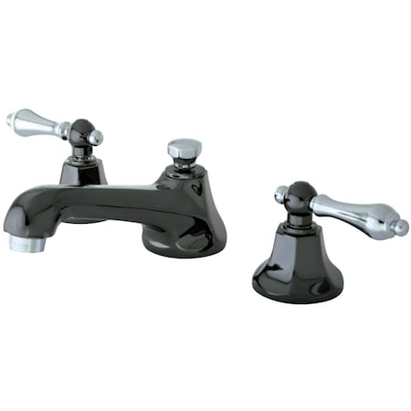 Kingston Brass Widespread Bathroom Faucet with Brass PopUp, Black Stainless SteelPolished Chrome NS4467AL
